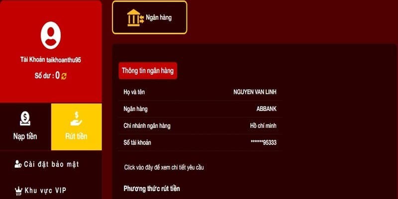 Rút tiền qua ngân hàng tại KUBET